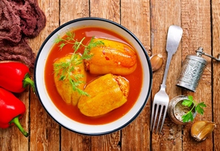 Stuffed Peppers in Rich Tomato Sauce