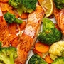 Baked Salmon with Broccoli and Cauliflower