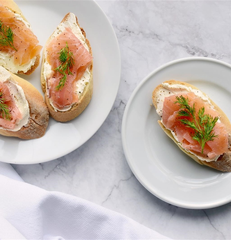 Elegant Canapés of Cream Cheese and Smoked Salmon