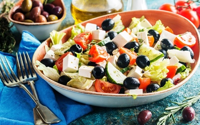 Authentic Greek Salad with Feta and Olives