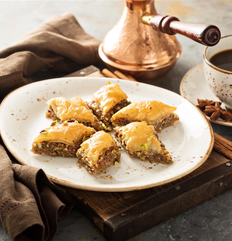 Golden Walnut Baklava with Honey Syrup